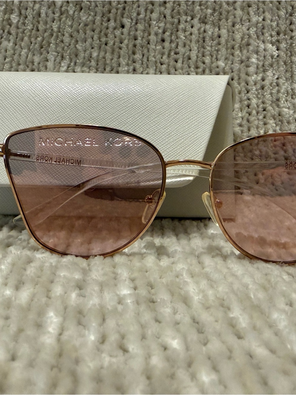 Michael Kors Women’s Rose Gold Frame Sunglasses with Pink Tint